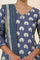 Blue Dabu Block Print Cotton Voile Straight Kurta, Pants And Dupatta Set