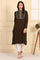 Brown Solid Embroidered Yoke Straight Winter Kurta