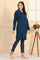 Blue Self Design Straight Winter Long Sweater