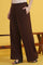 Brown Solid Cashmere Ankle Length Wide Leg Parallel Pants