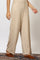 Beige Solid Rayon Parallel Pants