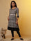 Black and White Checker Kurta and Tights Set