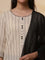 Beige Yarn-Dyed Striped Crinkled Kurta, Tights and Dupatta Set