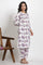 White Straight Floral Printed Kurta And Pants Set