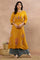 Yellow Embroidered Flared Kurta And Flared Pants Set