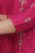 Pink Embroidered Shantung Kurta, Pants And Printed Dupatta Set