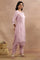 Purple Embroidered Kurta, Pants And Dupatta Set