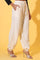 Beige Solid Ankle Length Rayon Harem Pants
