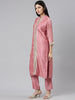 Neeru's Pink Regular Straight Solid Kurta And Trousers