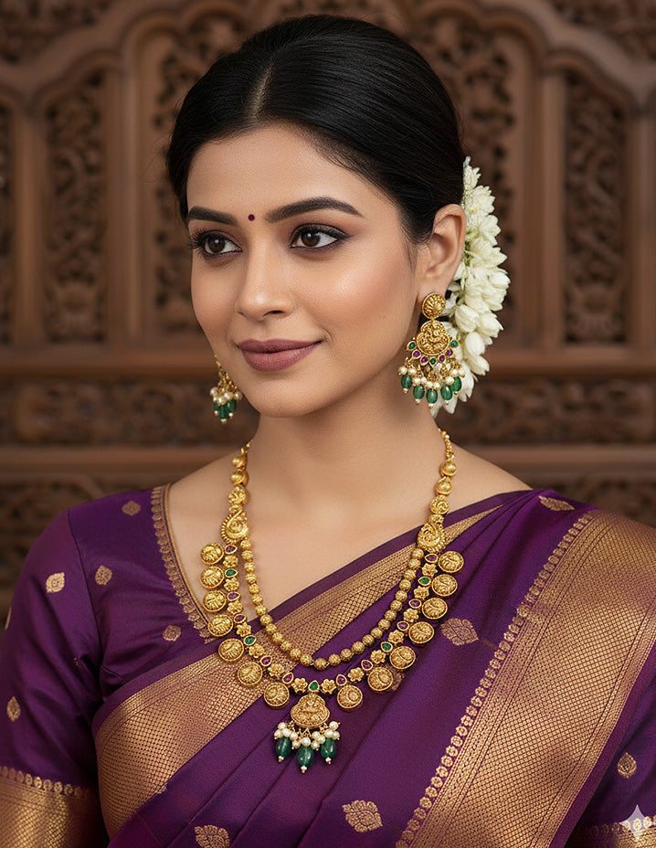 Designer Elegant Matt Kempu Necklace Set