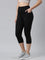 Women Solid Black High Rise Training Capri