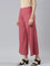 Women Solid Rusty Pink Viscose Mid Rise Rib Palazzos