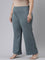 Women Solid Ocean Green Ponte Wide Leg Pants