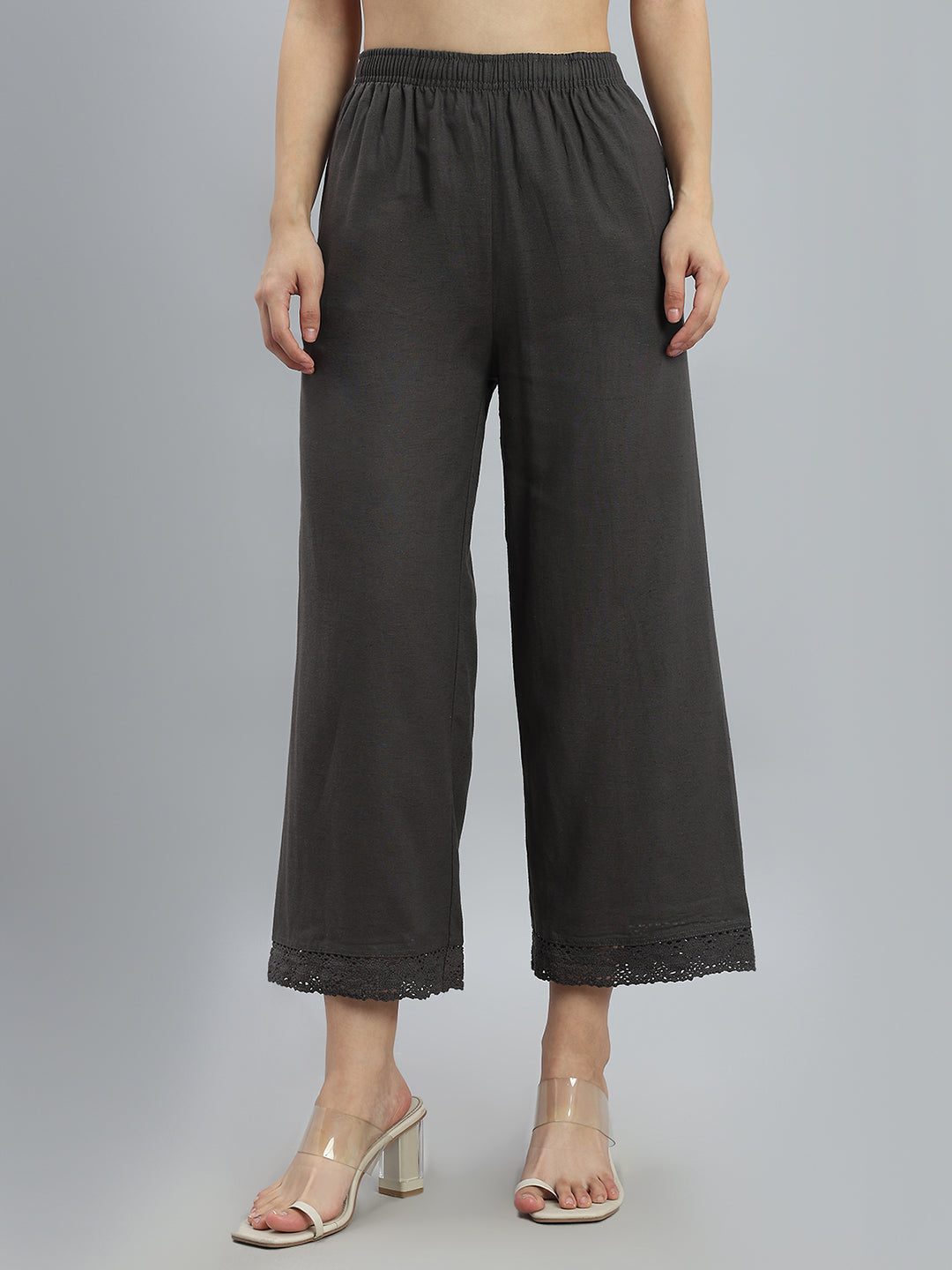 Medium Grey Linen Lace Palazzo