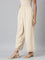 Women Solid Light Beige Mid Rise Linen Wide Pant