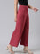 Women Solid Rusty Pink Viscose Mid Rise Knit Palazzos