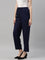 Women Solid Navy Viscose Mid Rise Casual Pants