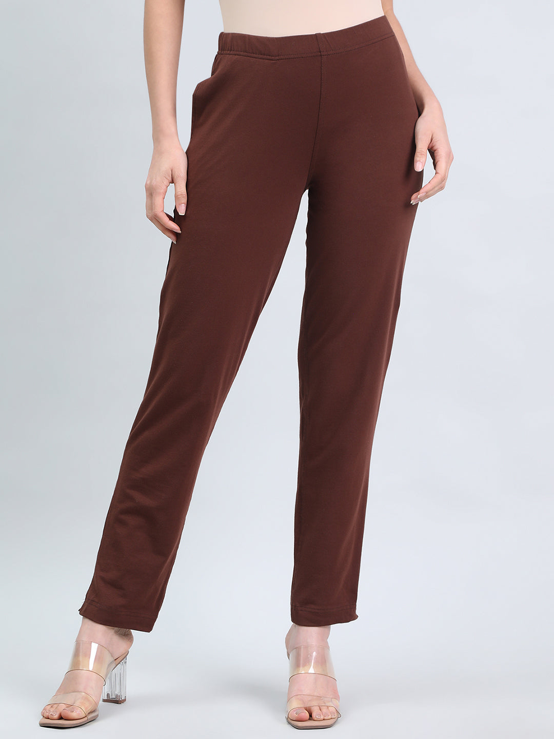 Dark Brown Cotton Stretch Kurti Pants