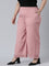 Women Solid Baby Pink Mid Rise Linen Wide Pant