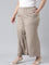 Women Solid Khaki Mid Rise Linen Wide Pant