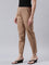 Women Solid Light Brown Cotton Pencil Pant