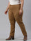 Women Solid Light Brown Mid Rise Suede Treggings