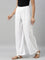 Women Solid White Woven Viscose Mid Rise Basic Palazzos