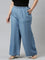 Women Solid Blue Denim Wide Leg Pants