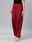 Women Solid Bright Red Woven Viscose Mid Rise Basic Palazzos