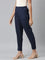 Women Navy Stripe Linen Pencil Pants