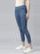 Women Striped Blue Cotton Denim Mid Rise Cropped Jeggings