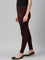 Dark Wine Cotton Stretch Ankle Length Leggings
