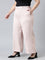 Women Solid Baby Pink High Rise Crepe Wide Pant