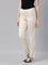 Women Solid Light Beige Mid Rise Shiny Pants