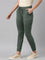 Women Solid Cotton Olive Green Cuffed Joggers