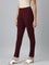 Women Solid Bright Maroon Stretch Ponte Pants