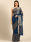 Navy Blue Mysore Crepe Saree With Zari Jaal Border