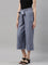 Women Solid Jeans Blue Linen Mid Rise Culottes