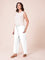 Women Solid White Cotton Wide Leg Pants