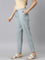 Women Solid Light Ink Mid Rise Linen Pencil Pants