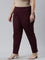 Women Solid Dark Purple Cotton Pencil Pant