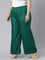 Women Solid Bottle Green Woven Viscose Mid Rise Basic Palazzos