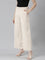 Women Solid Beiges High Rise Crepe Wide Pant