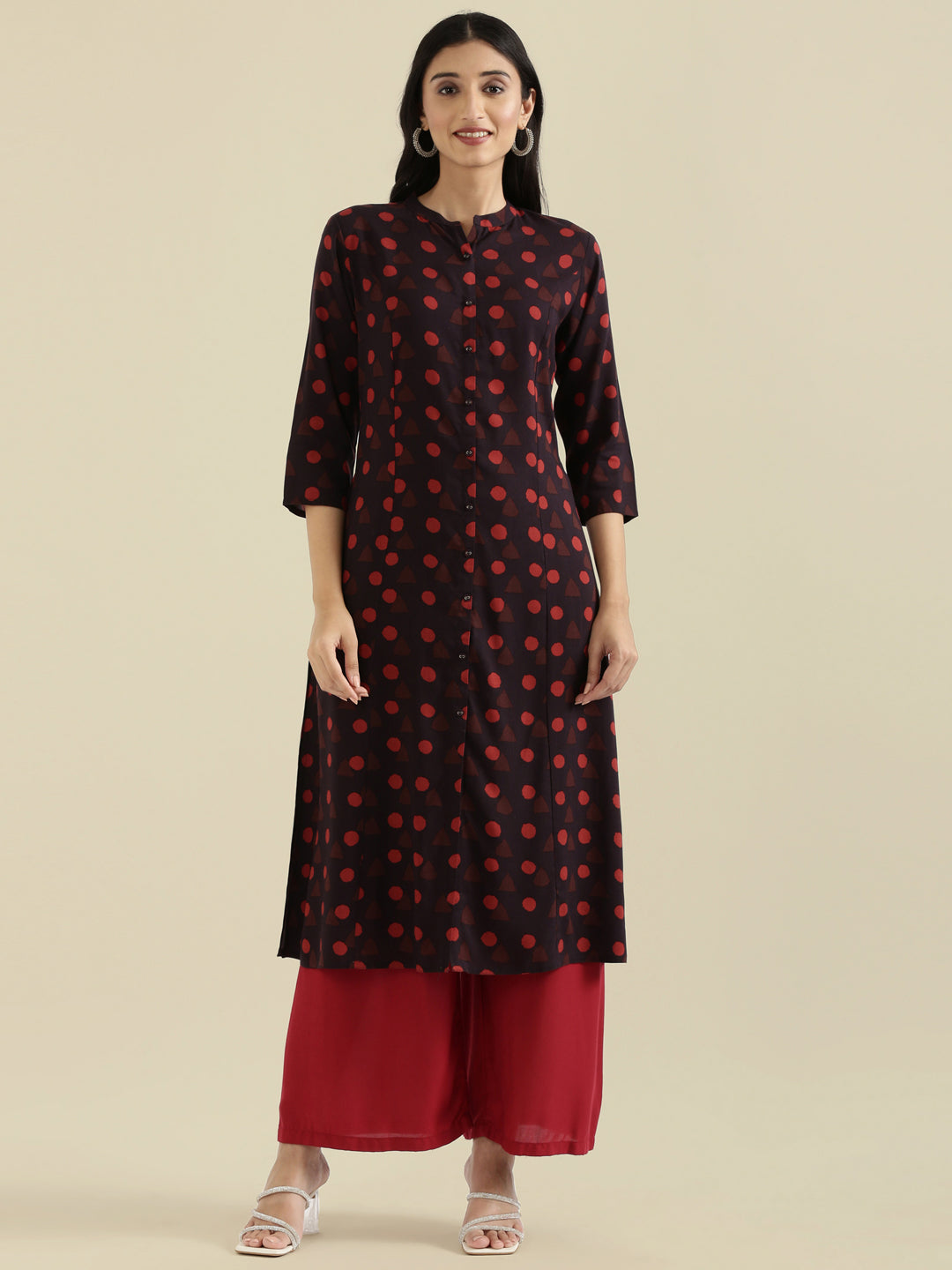 Viscose Geometric Print A-Line Kurta