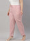 Women Solid Light Pink Mid Rise Linen Pencil Pants