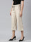 Women Solid Light Beige Linen Mid Rise Culottes