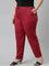 Women Solid Light Maroon Mid Rise Cotton Pants