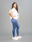 Girls Solid Blue Knit Jeggings