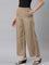 Women Solid Beige Linen Palazzos