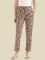 Brown Cotton Knit Printed Lounge Pants